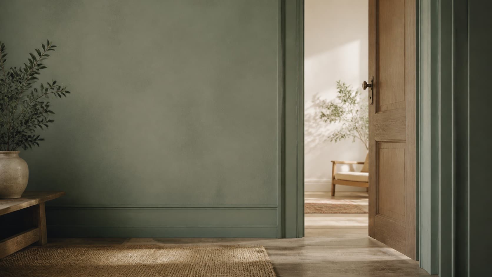 A quiet domestic scene in soft daylight, no people, calm muted tones